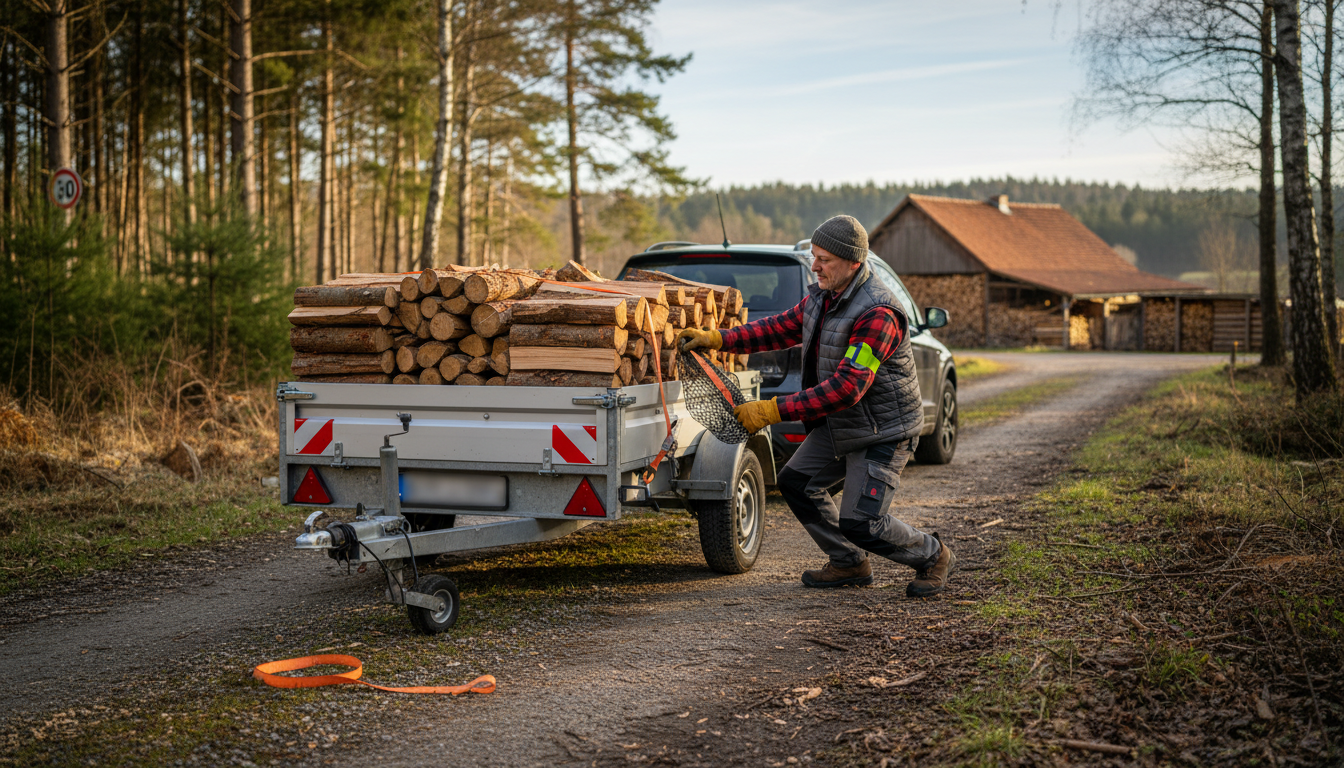 Brennholz transportieren mit Anhänger - Anhängerverleih24